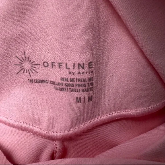 Aerie OFFLINE Size Medium Real Me Crossover 7/8 Leggings Club Pink High Waisted - Picture 6 of 8